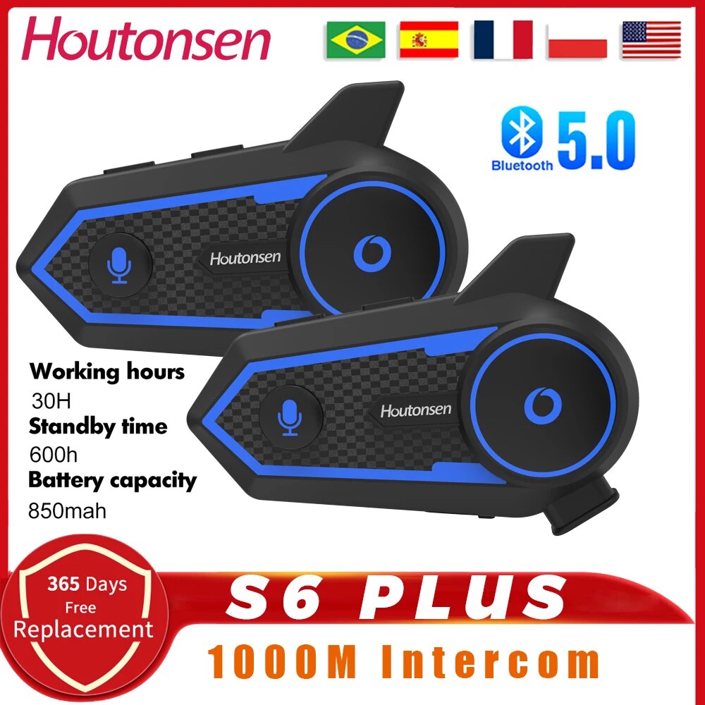 Universal Motorcycle Helmet Intercom Headset - Houtonsen S6 PLUS Motorcycle Helmet Bluetooth