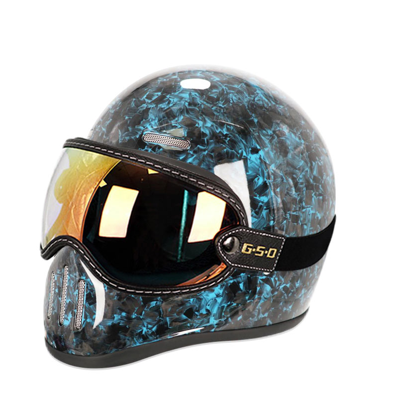 New Retro Carbon Fibre Full Fa - Carbon Fiber Lightweight Motorcycle Helmet 评论和价格