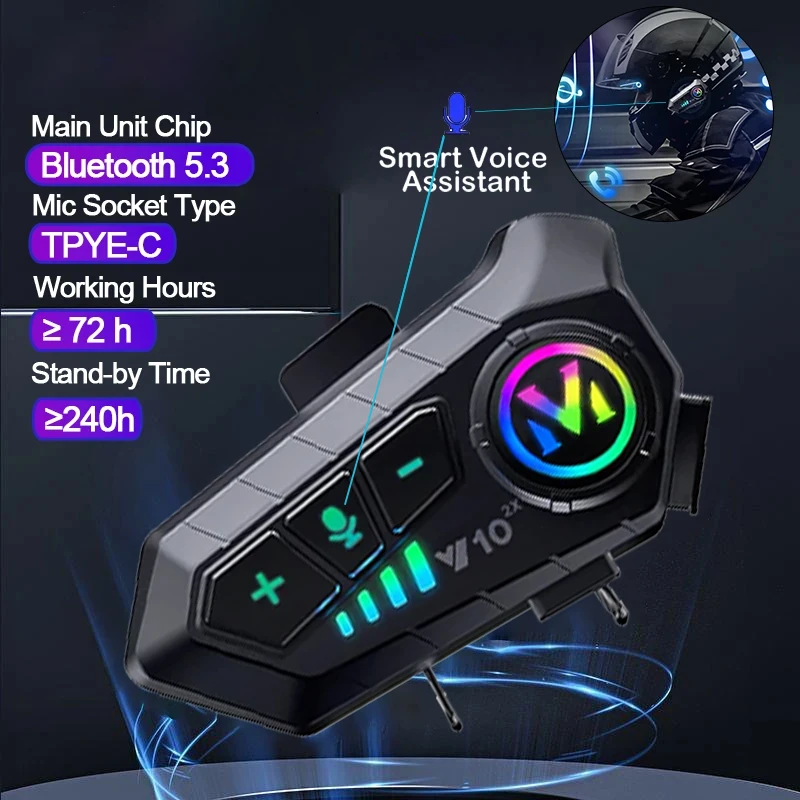 V10 2X Bluetooth Motorcycle He - Universal Motorcycle Helmet Intercom Headset 评论和价格