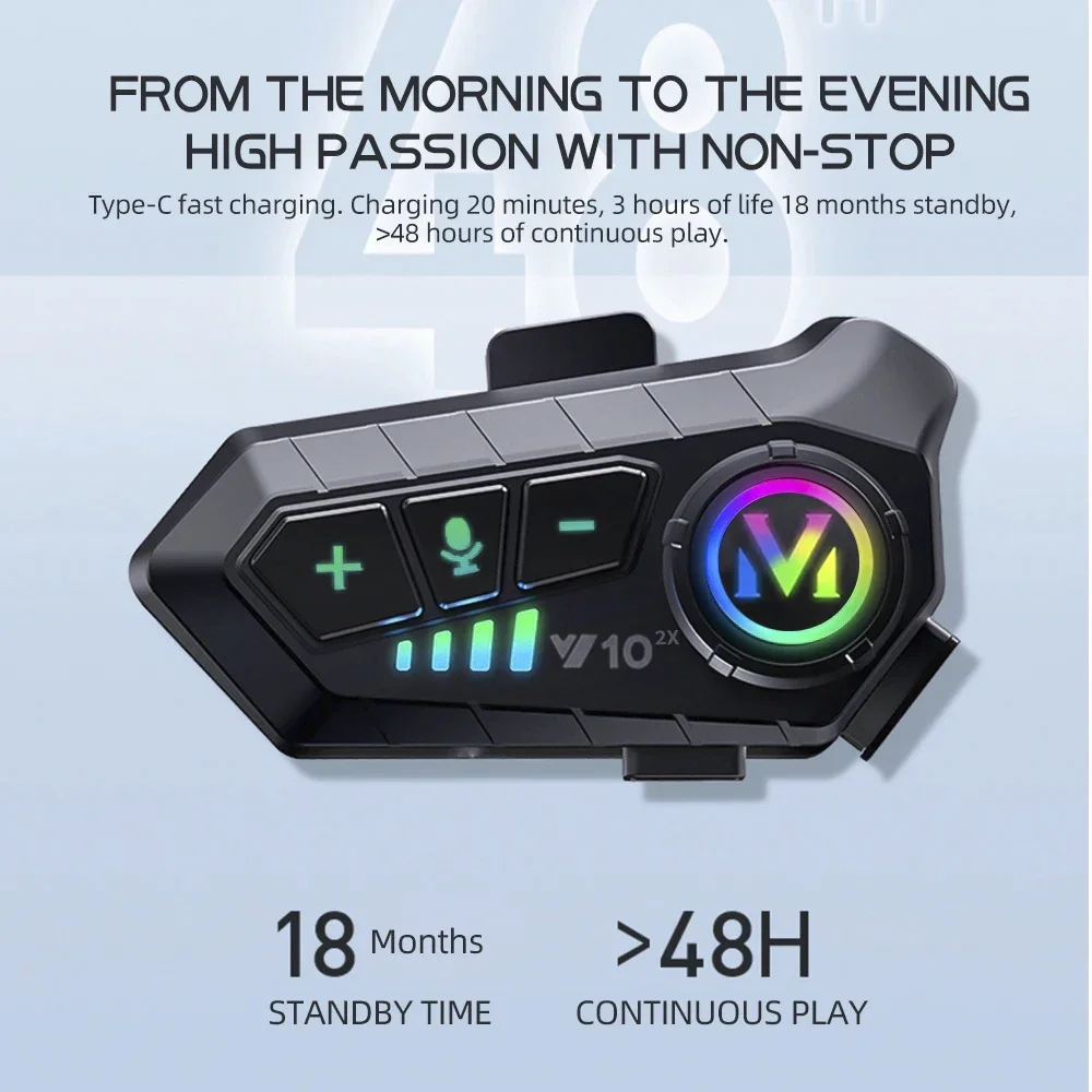 V10 2X Bluetooth Motorcycle He - Universal Motorcycle Helmet Intercom Headset 评论和价格