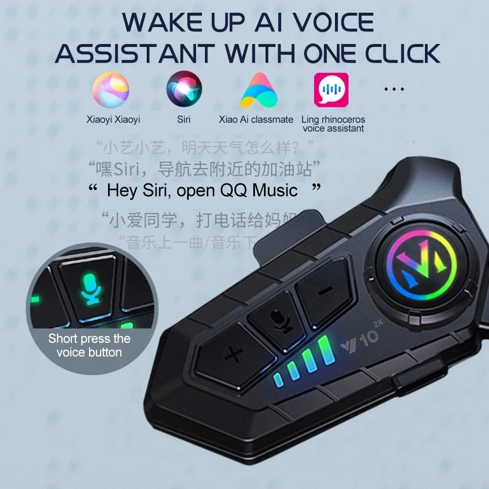 V10 2X Bluetooth Motorcycle He - Universal Motorcycle Helmet Intercom Headset 评论和价格
