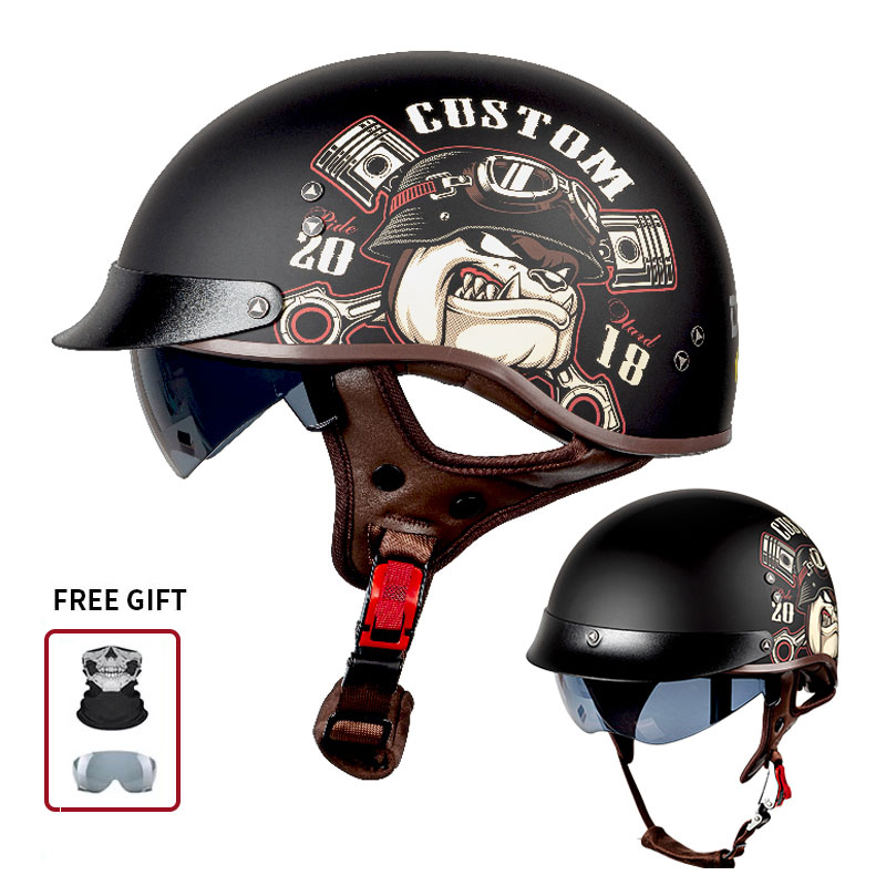 Vintage Half Open Face Motorcy - Vintage Open Face Retro Helmet 评论和价格