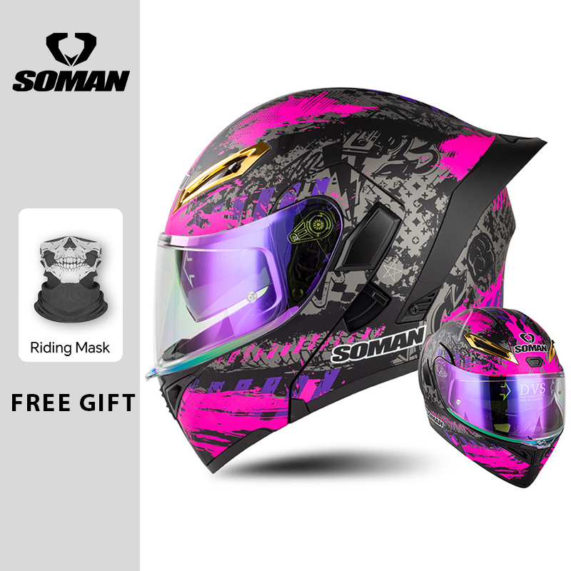Unisex DOT Approved Dual Visor - Modular Flip Up Motorcycle Helmet Dot Approved 评论和价格